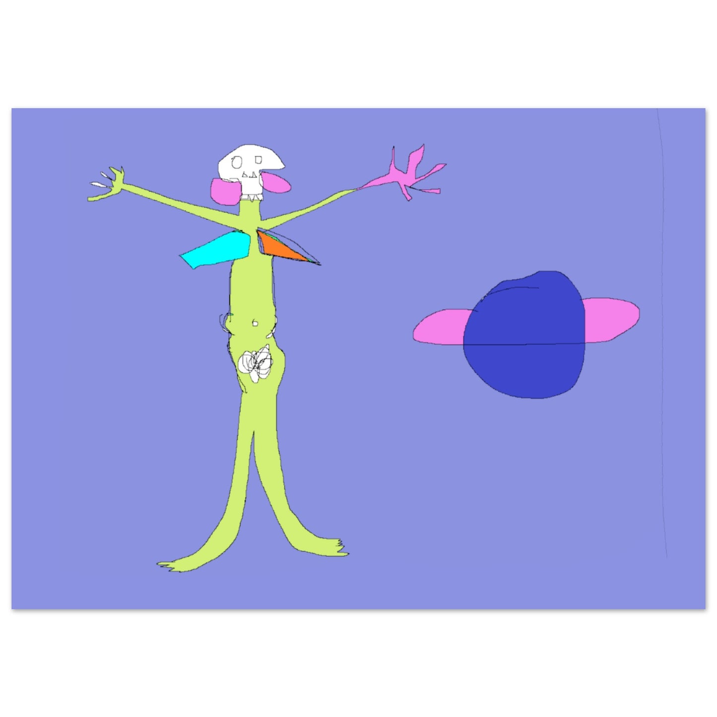 Poster Femme Squelette Verte - Peinture digitale art galaxie par Vivi Méduse"