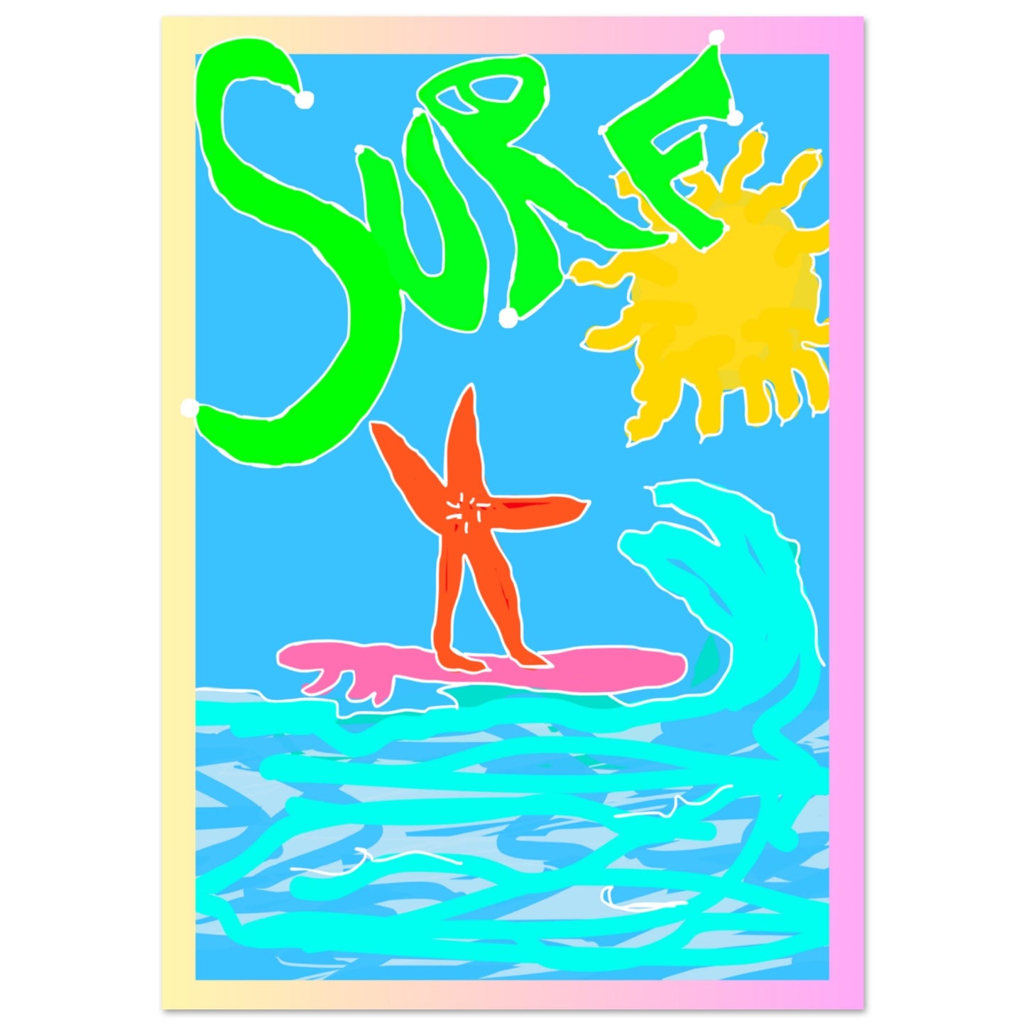 Poster Stella Surf - Peinture digitale art marin par Vivi Méduse"