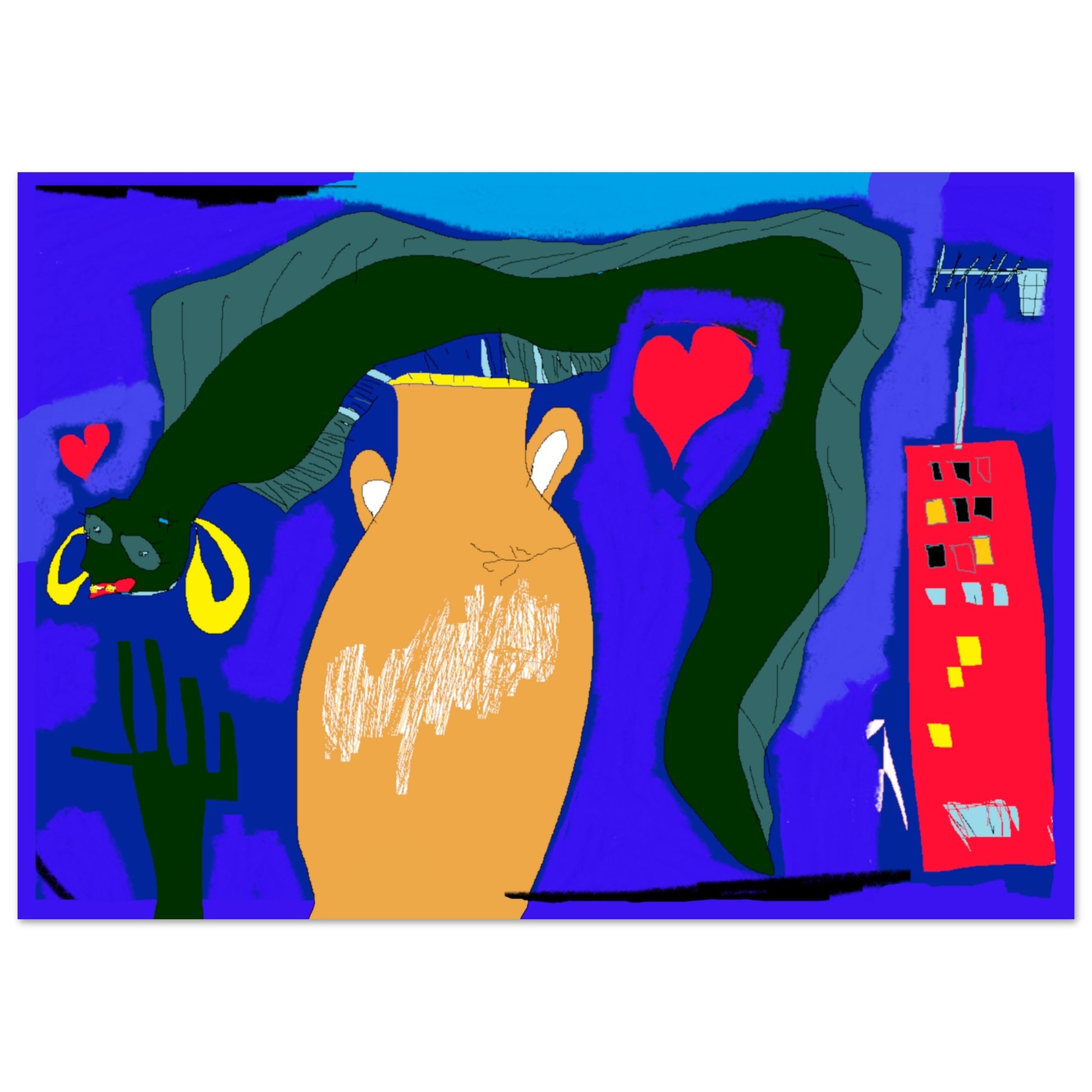 "Poster La Murène en Fête - Peinture digitale art marin par Vivi Méduse"