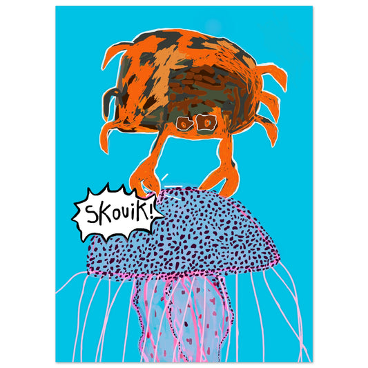 Poster Skouik le Crabe - Peinture digitale art marin par Vivi Méduse"