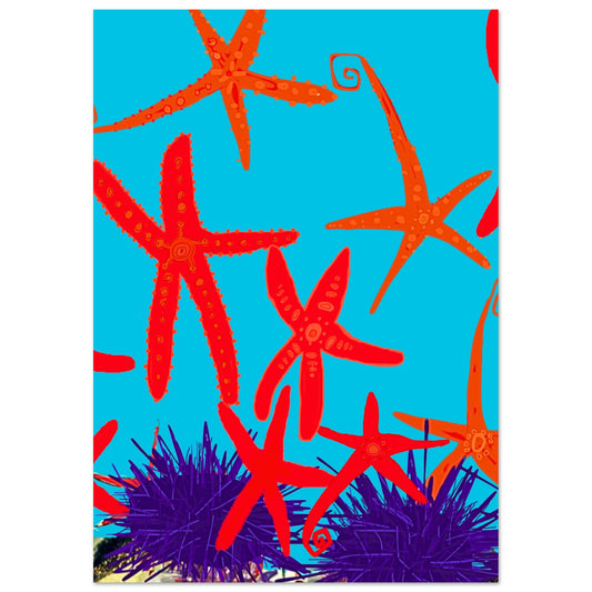 "Poster Étoiles et Oursins - Peinture digitale art marin par Vivi Méduse"