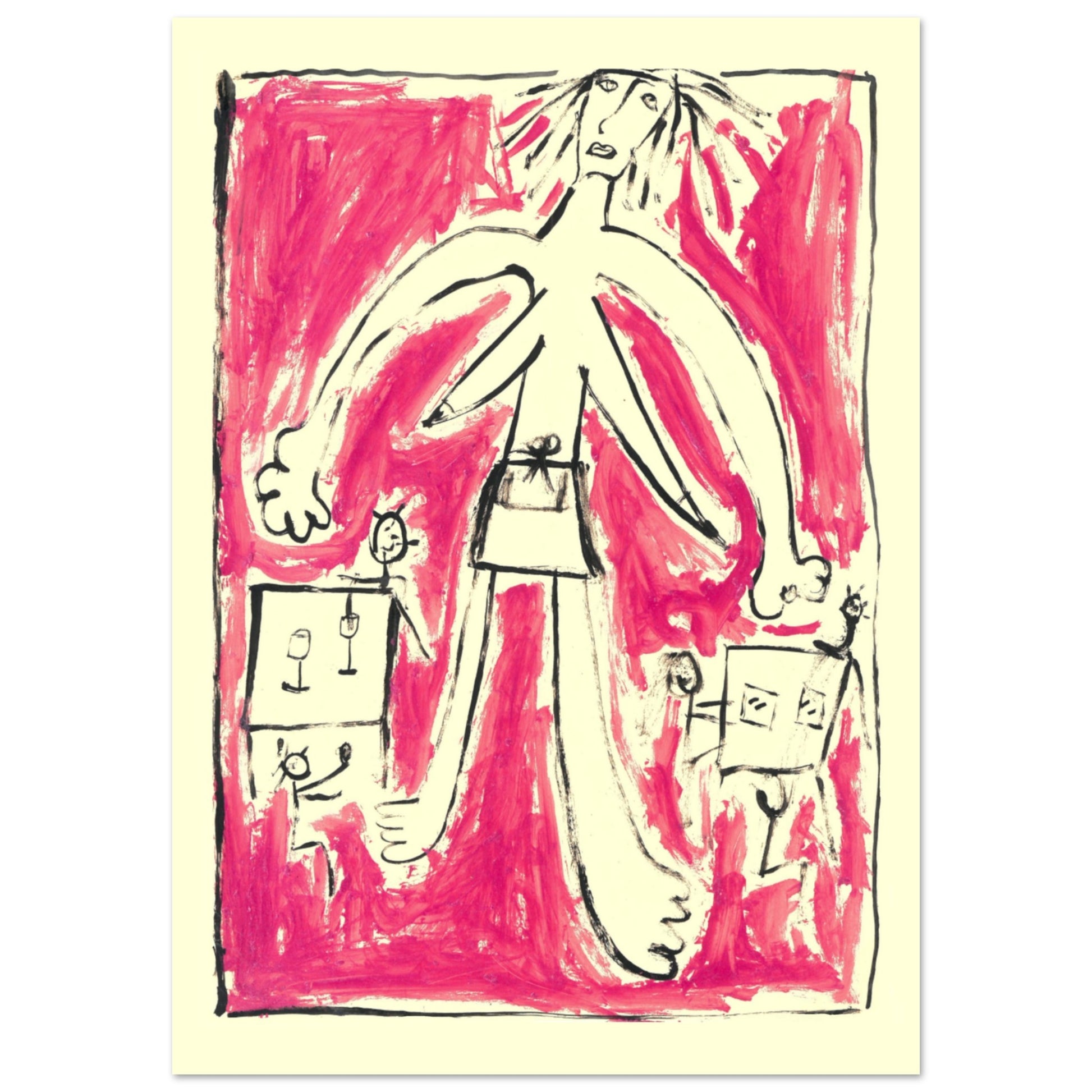 Poster Serveuse de Sushi - Peinture acrylique art poétique par Vivi Méduse"